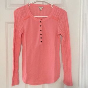 Sonoma orange faux button up long sleeve shirt